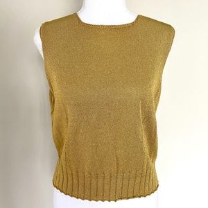 Laundry by Shelli Segal Gold Sleeveless Blouse Tank L